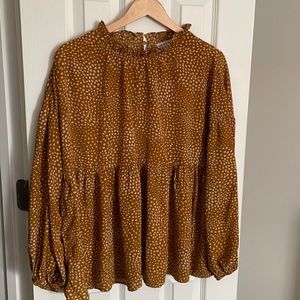 Mustard and cream speckled blouse